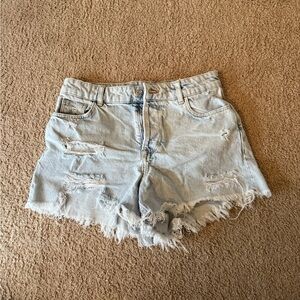 Zara Light Blue Ripped Jean Shorts